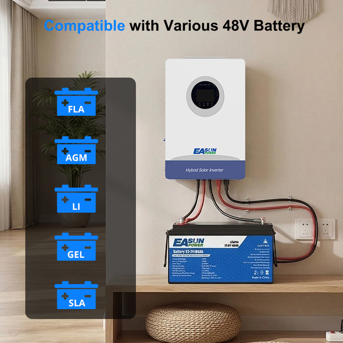 EASUNPOWER 12KW 48V Hybrid Inverter 150A Solar Charger Dual MPPT WIFI