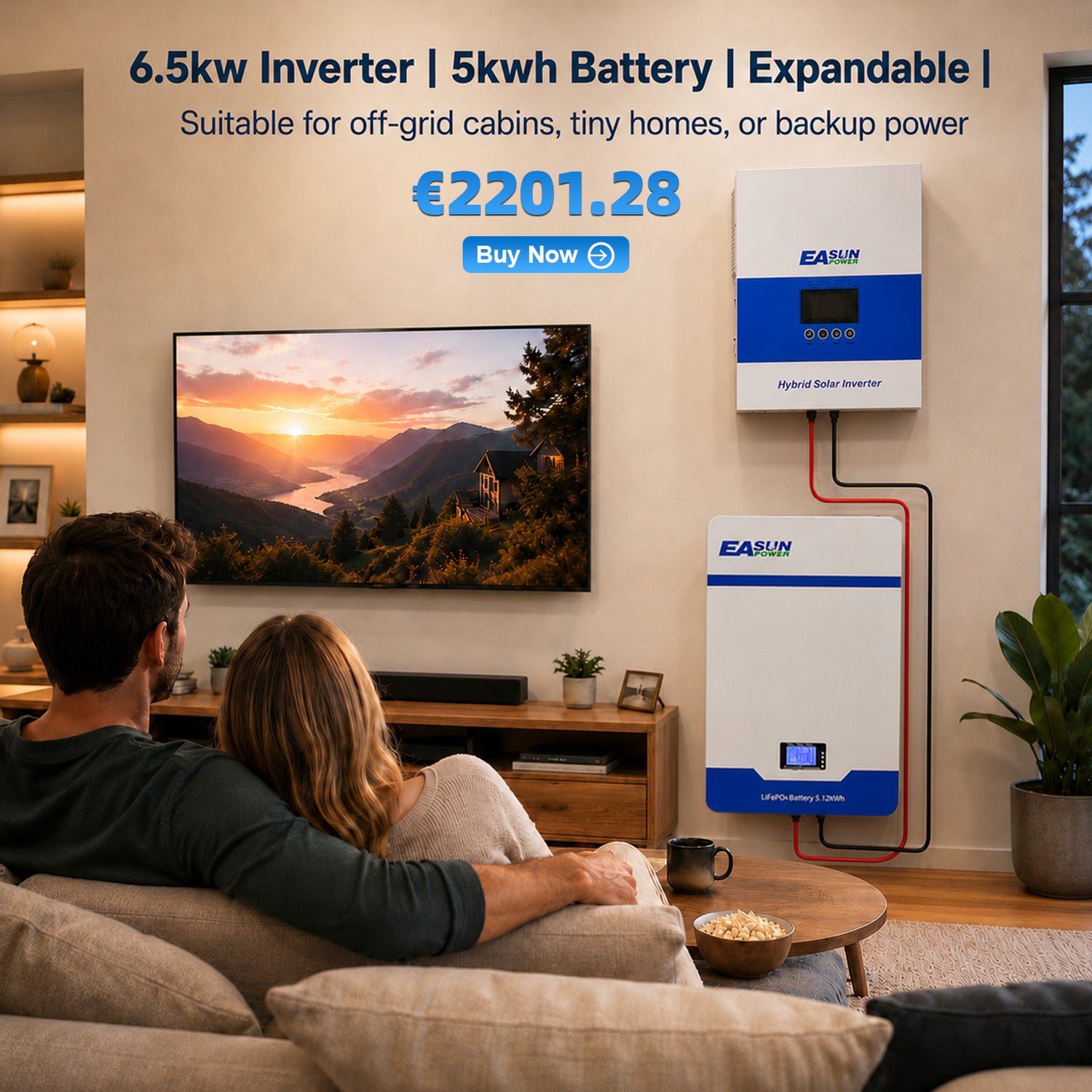 SMS 6.5kW Hybrid Inverte + 5kWh LiFePO₄ Battery