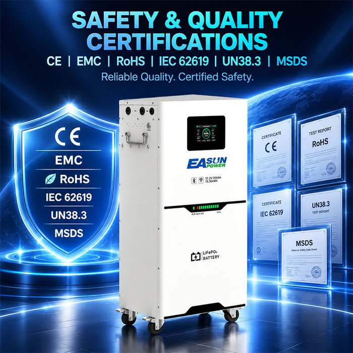 [0% VAT] Easun Power 51.2V 300Ah LiFePO4 Battery 15KW Touch Screen