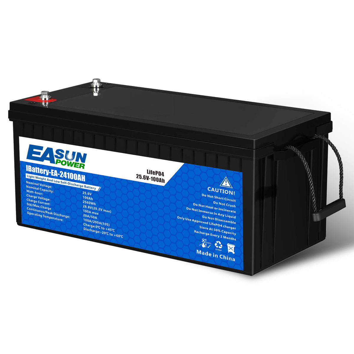 25.6V 100AH Lithium Battery | Solar Power Storage Solution — EASUN ...