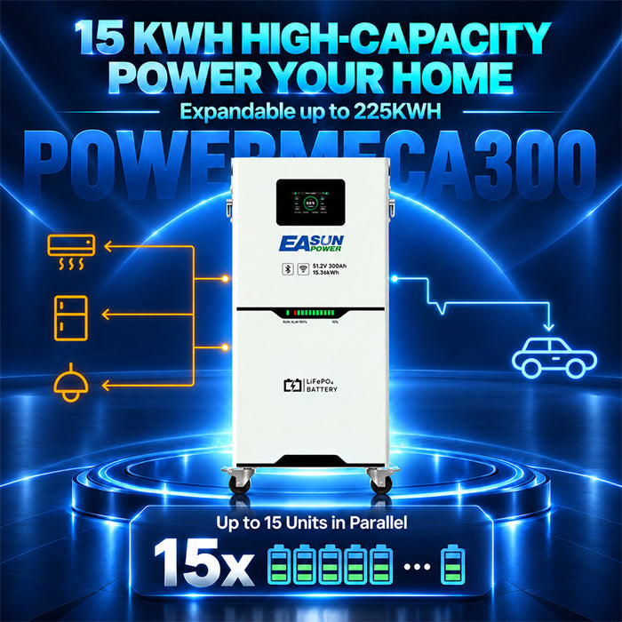 [0% VAT] Easun Power 51.2V 300Ah LiFePO4 Battery 15KW Touch Screen