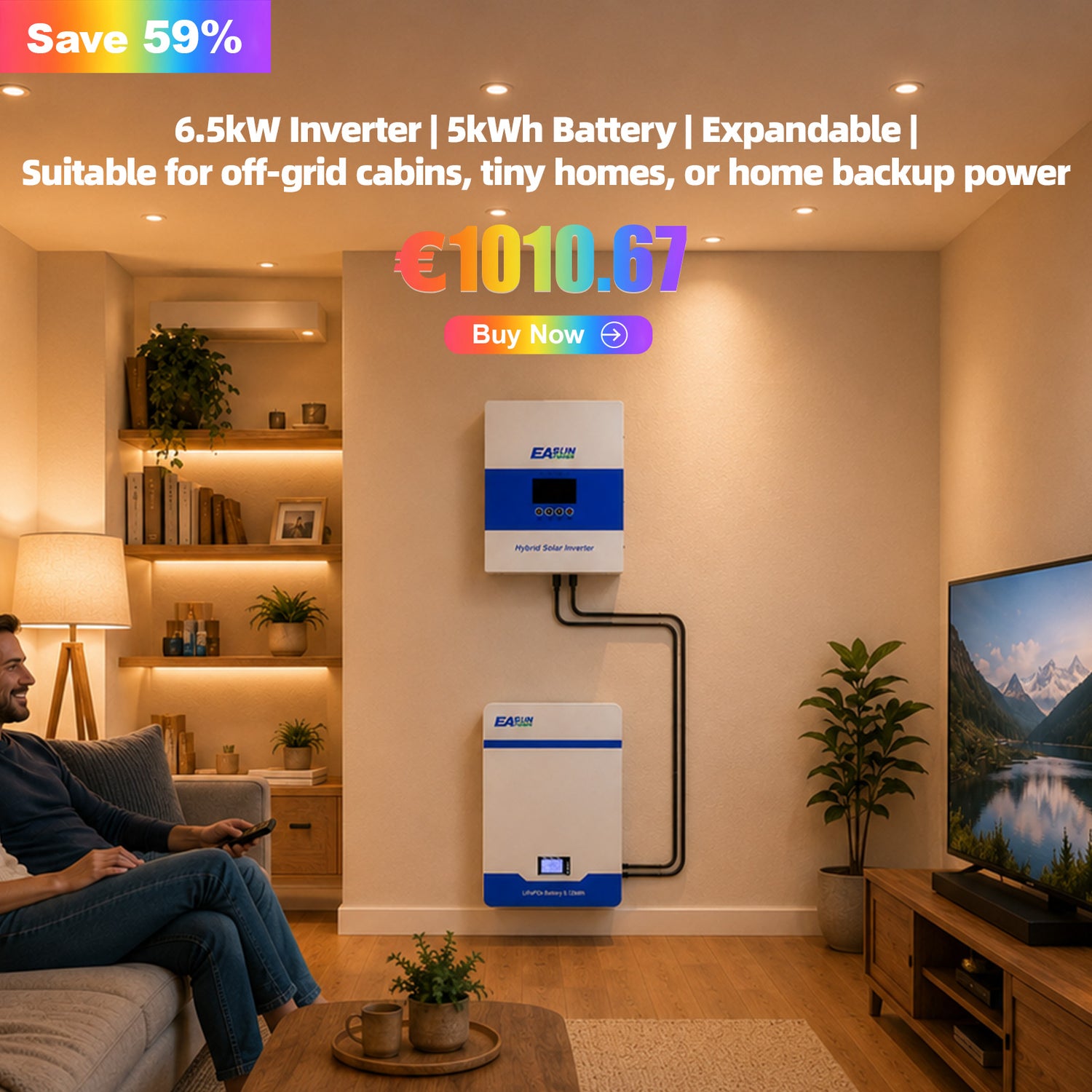 SMS 6.5kW Hybrid Inverte + 5kWh LiFePO₄ Battery