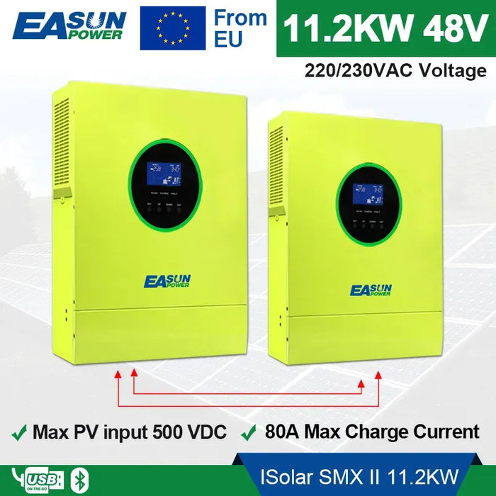Easun Power Solar-Wechselrichter 11,2 kW/11200 W MPPT reine Sinuswelle 500 VDC 60 A Solarladeregler 48 V 220 V 50 Hz/60 Hz netzunabhängiger Wechselrichter mit WLAN-Modul