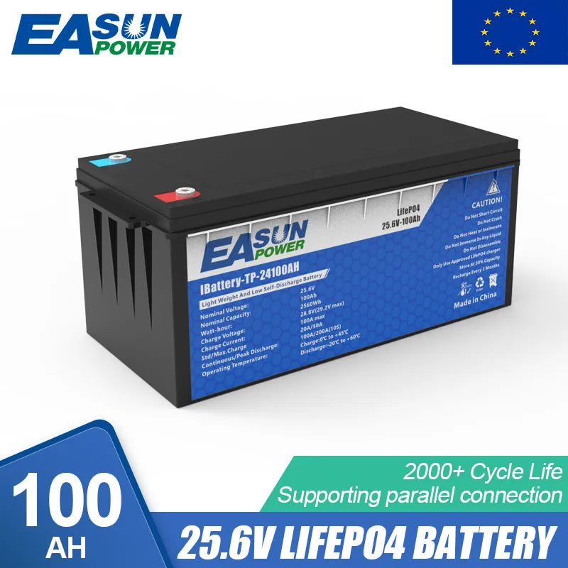 25.6V 100AH Lithium Battery | Solar Power Storage Solution — EASUN ...