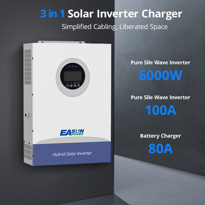 EASUN POWER 6.2KW 48V Hybrid Inverter 100A MPPT Support Parallel with WIFI