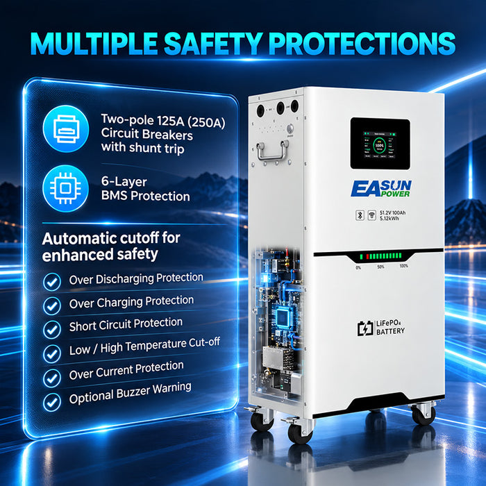 [0% VAT] Easun Power 51.2V 300Ah LiFePO4 Battery 15KW Touch Screen