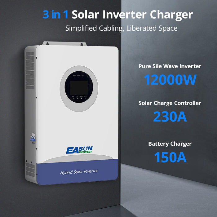 EASUNPOWER 12KW 48V Hybrid Inverter 150A Solar Charger Dual MPPT WIFI