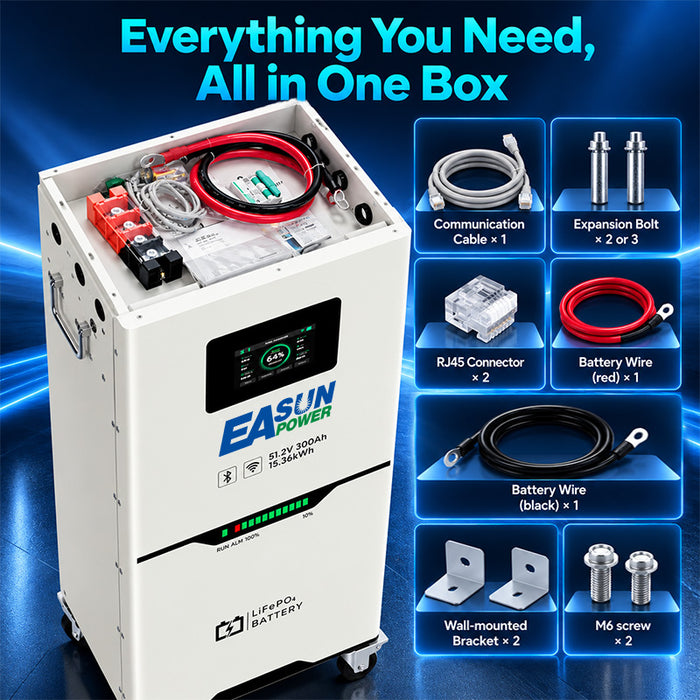 [0% VAT] Easun Power 51.2V 300Ah LiFePO4 Battery 15KW Touch Screen