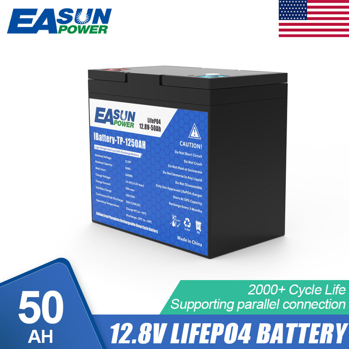 EASUN POWER 50AH/100AH 12.8V Lithium Energy Storage Battery Iron Battery for Solar Power System FROM US-EASUN POWER Official Store