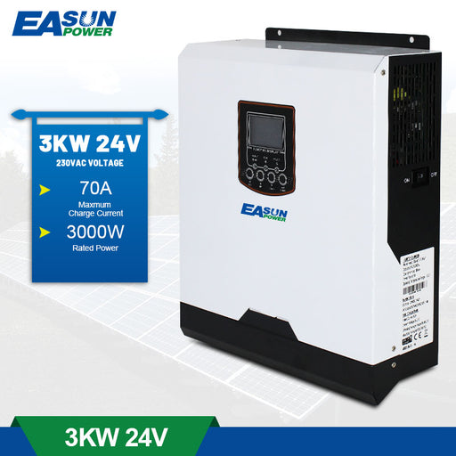 EASUN POWER 3000W Pure Sine Wave Soalr Inverter 230VAC 24V 50Hz/60Hz 3000VA PWM 70A Charge Current inversor With Battery Charger-EASUN POWER Official Store